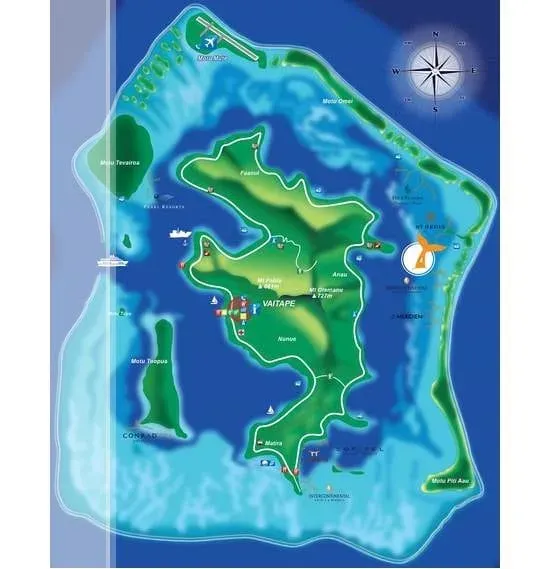 Carte du site de snorkeling Anau - Raies Manta à Bora Bora