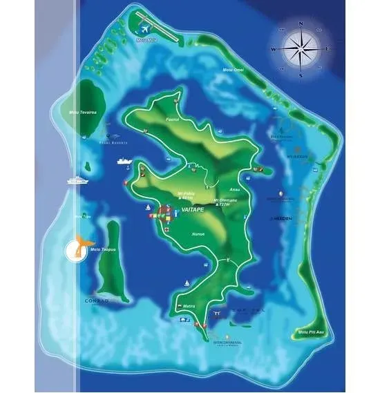 Carte du site de snorkeling Toopua Nui à Bora Bora