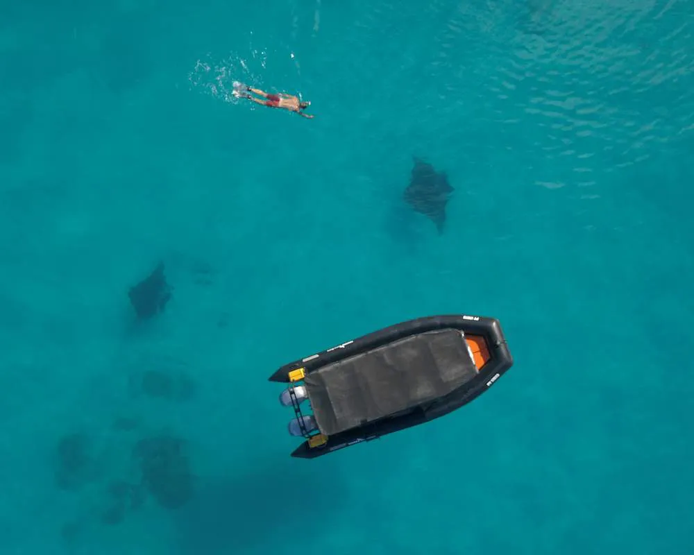 Bora Bora snorkeling site Toopua Nui bateau