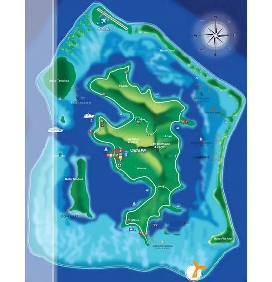 Bora Bora map snorkeling site Coral Barrier