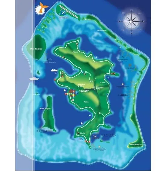 Bora Bora map snorkeling site Haapiti