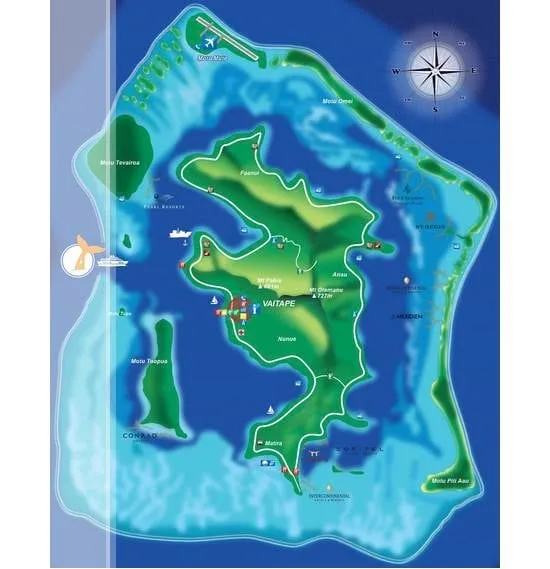 Bora Bora map snorkeling site Motu Tapu